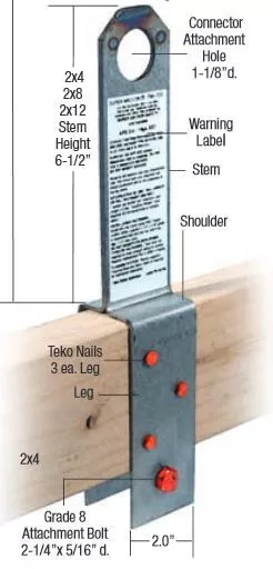 Super Anchor ARS 2×4 Fall Arrest Anchor 14 Ga. 1022