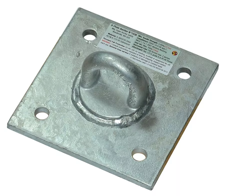 Super Anchor Safety CRA D-Plate Anchor 6×6 D-Plate with 1090 Loop top (1037G)