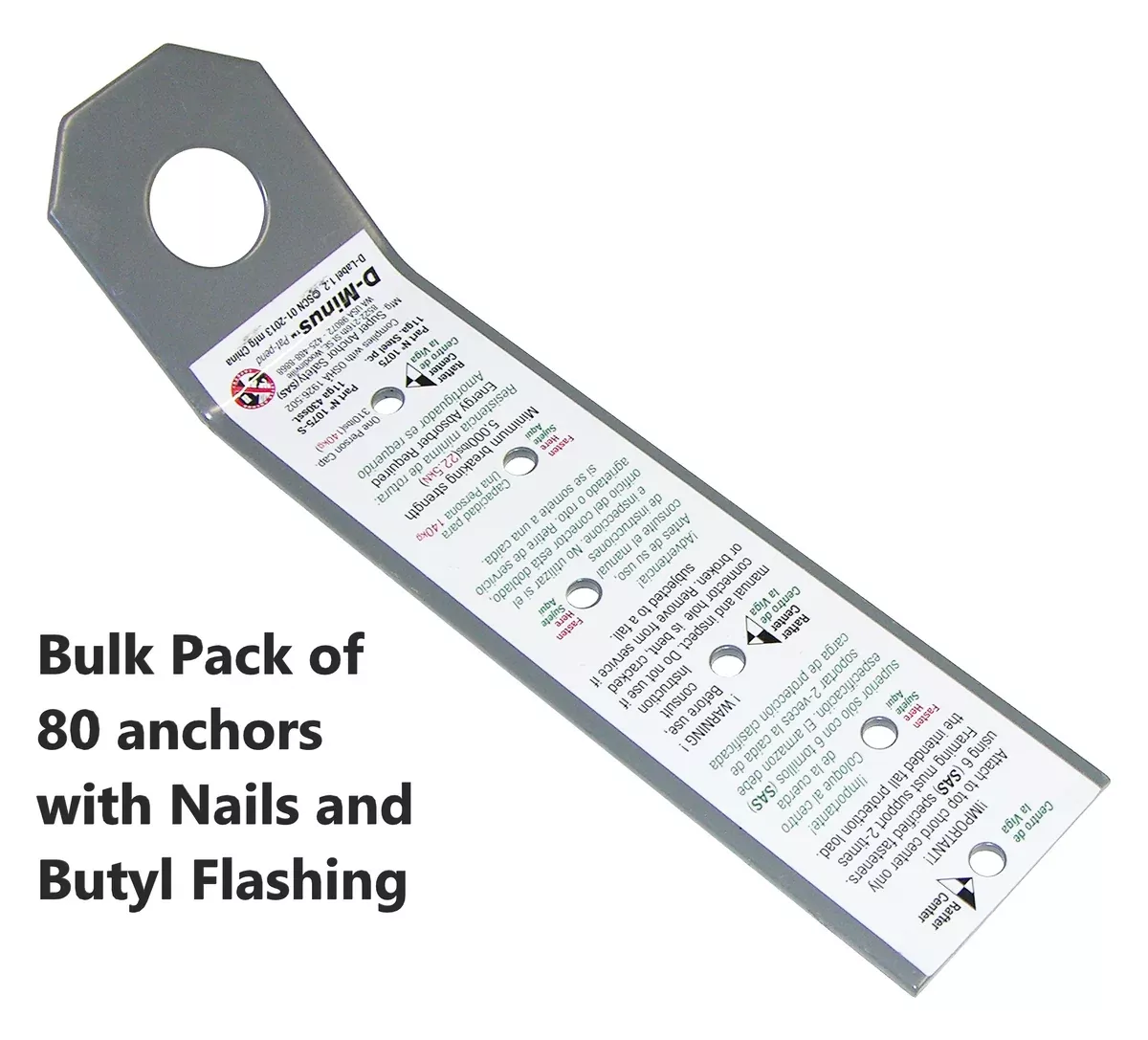 Super Anchor Safety D-Minus Anchor Point Bulk Kit 1075BK – 80-pack with fasteners