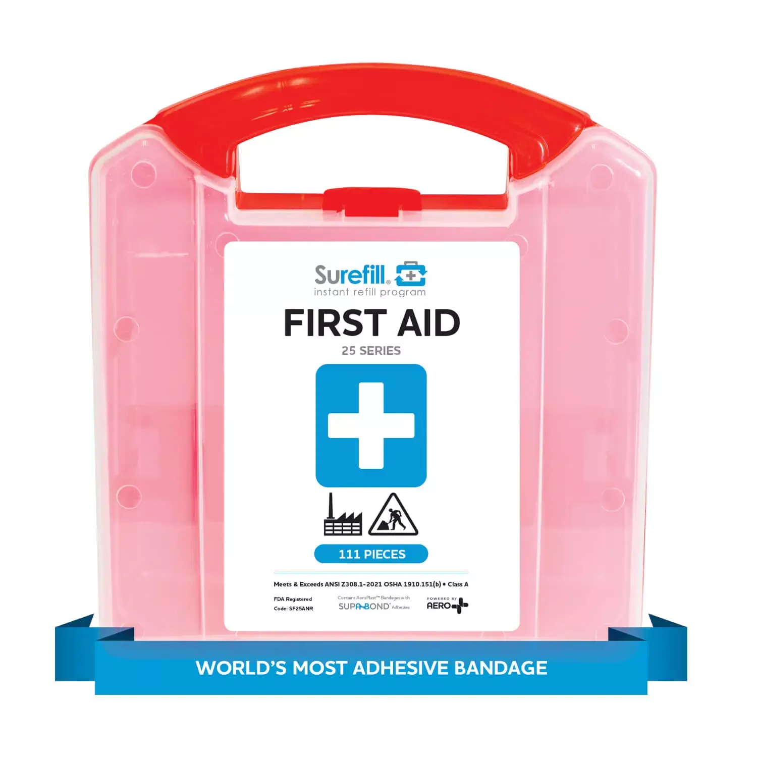 Surefill 25 Series ANSI A First Aid Kit – Red Translucent Case