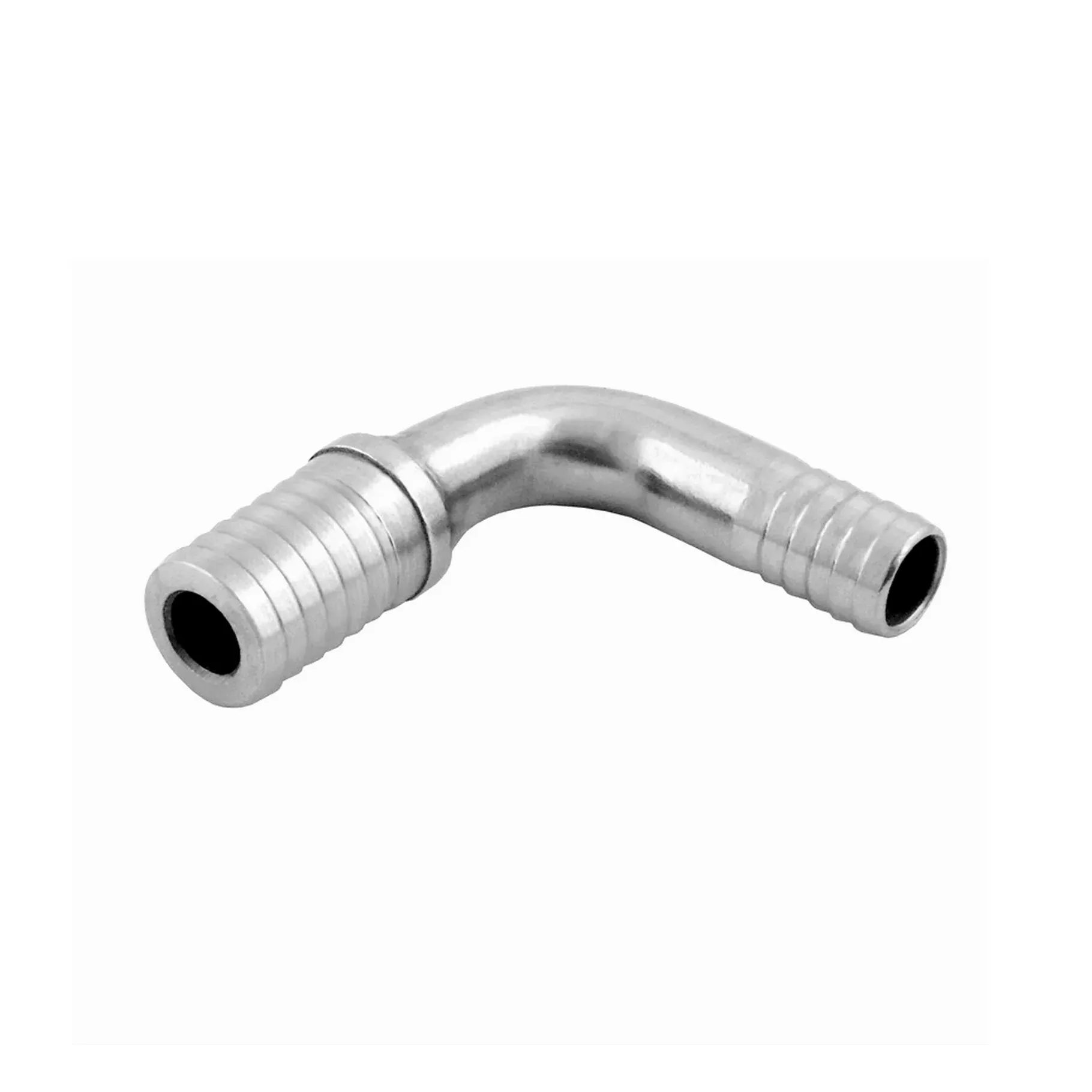Thinwall 90° Splicer - 304 Stainless Steel - 1/4" Hose Barb X 3/8" Hose Barb