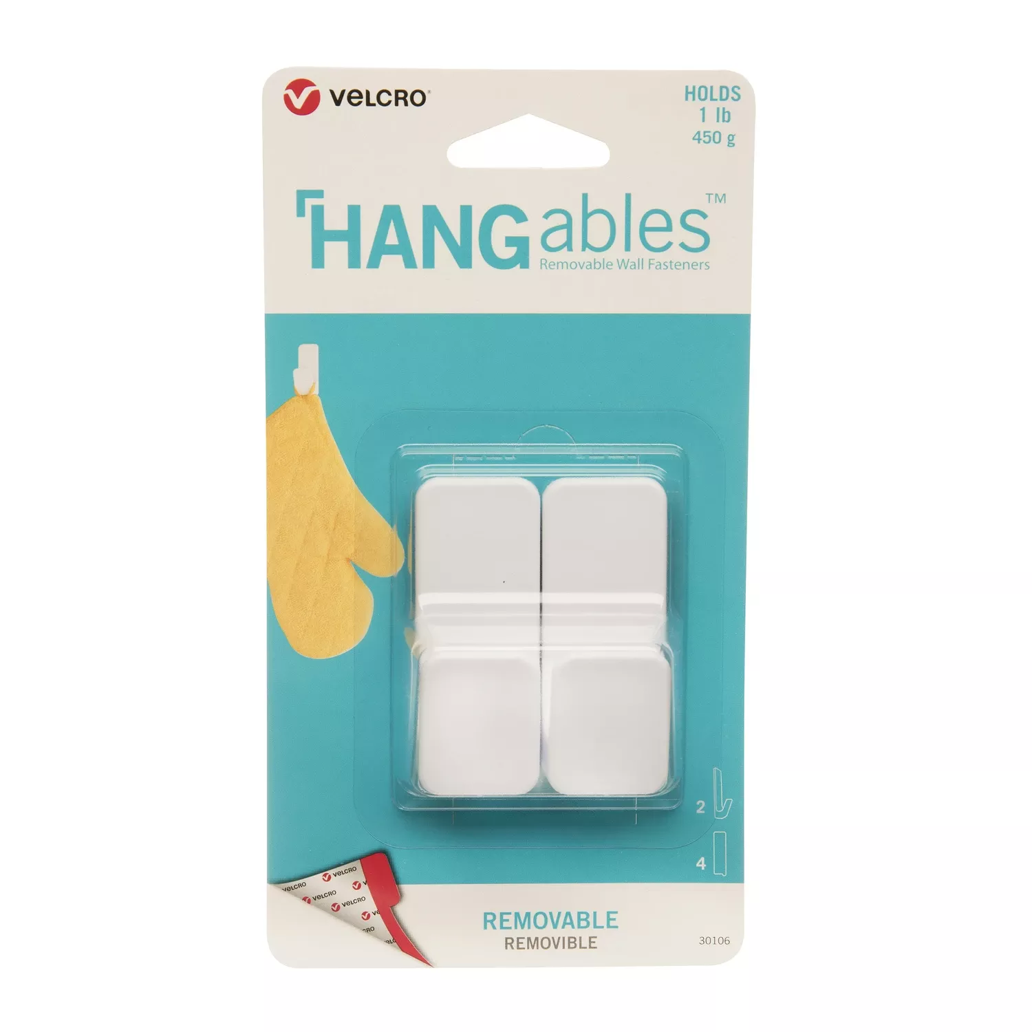 Velcro Brand Hangables Small Plastic Removable Fasteners 2 Pk