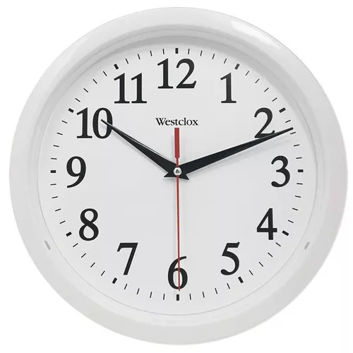 Wall Clock- 10" White Frame- Battery Powered