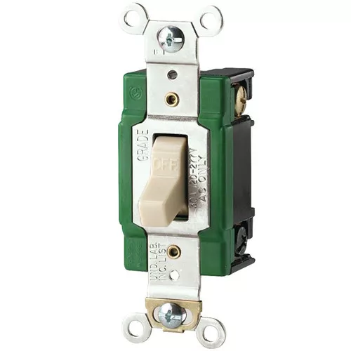 Wall Toggle Switch- DPST- 120/277 VAC- 30 Amp- Ivory