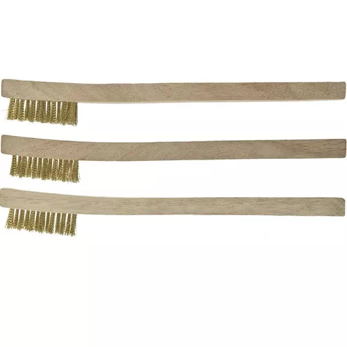 Wire Brush- Mini Wood Handle- Brass Bristles- 3 Pack