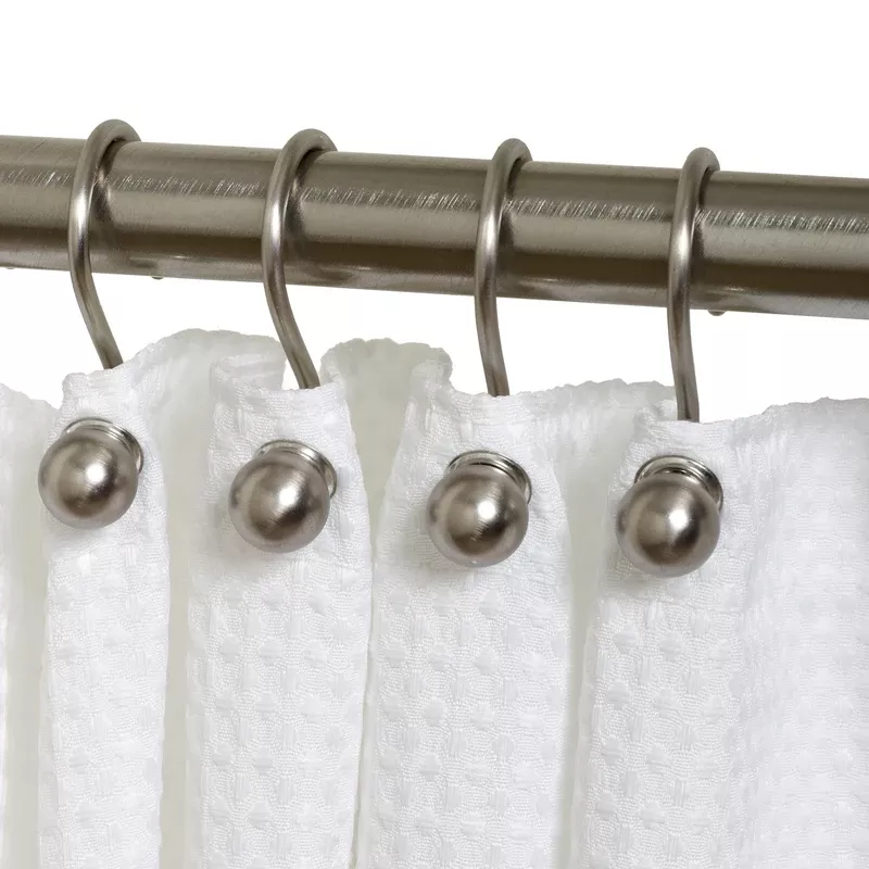 Zenna Home Brushed Nickel Silver Metal Shower Curtain Rings 12 Pk